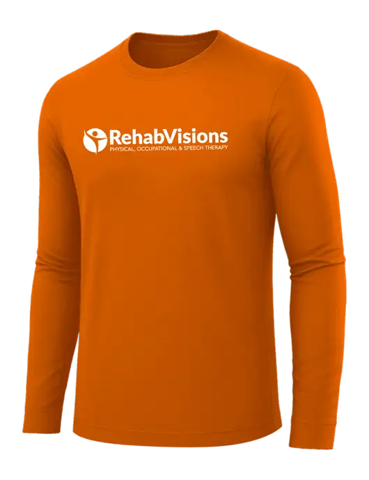 Long Sleeve Dark Orange PosiCharge Competitor Tee w/RehabVisions POST Logo