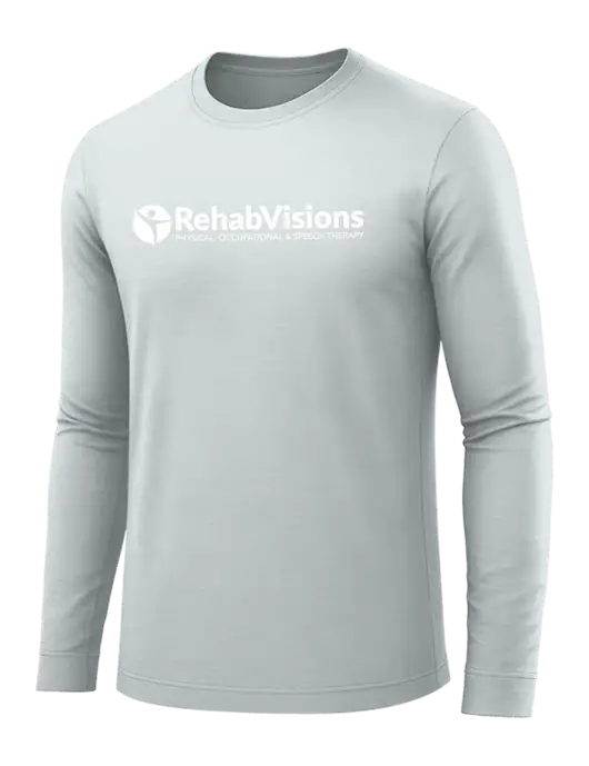 Long Sleeve Light Grey PosiCharge Competitor Tee w/RehabVisions POST Logo
