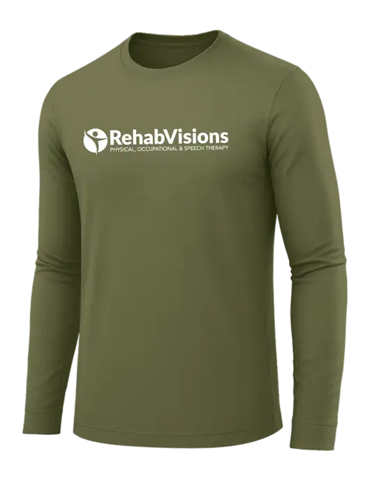 Long Sleeve Light Olive PosiCharge Competitor Tee w/RehabVisions POST Logo