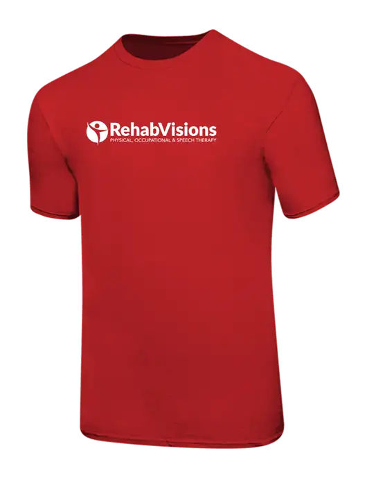 Ring Spun Red 4.5 oz T-Shirt w/RehabVisions POST Logo