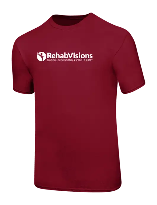Ring Spun Cardinal 4.5 oz T-Shirt w/RehabVisions POST Logo