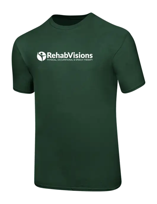Ring Spun Forest Green 4.5 oz T-Shirt w/RehabVisions POST Logo