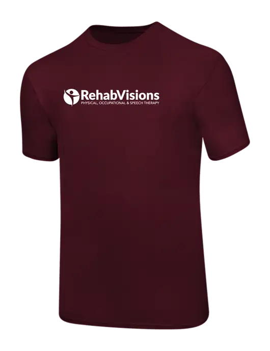 Ring Spun Maroon 4.5 oz T-Shirt w/RehabVisions POST Logo