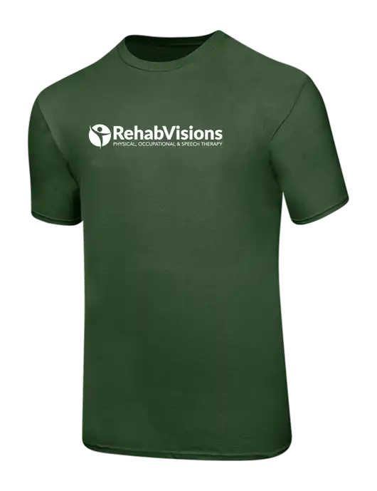 Ring Spun Dark Olive 4.5 oz T-Shirt w/RehabVisions POST Logo