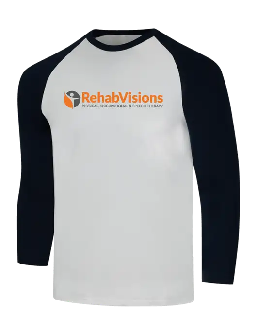 Simply Soft 3/4 Sleeve Black/White Ring Spun Cotton T-Shirt w/RehabVisions POST Logo