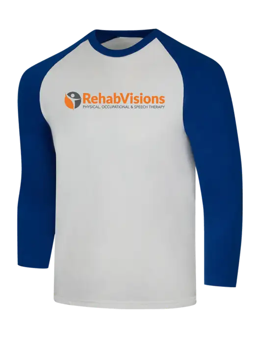 Simply Soft 3/4 Sleeve Dark Royal/White Ring Spun Cotton T-Shirt w/RehabVisions POST Logo