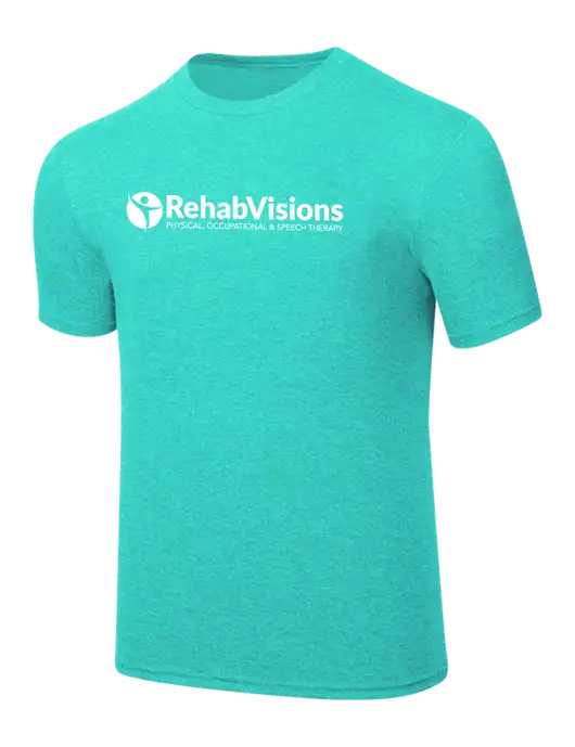 Simply Soft Light Teal Heathered 4.5oz  Poly/Combed Ring Spun Cotton T-Shirt w/RehabVisions POST Logo