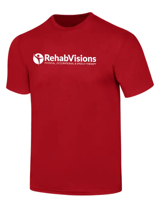 Simply Soft Red 4.5oz  Poly/Combed Ring Spun Cotton T-Shirt w/RehabVisions POST Logo