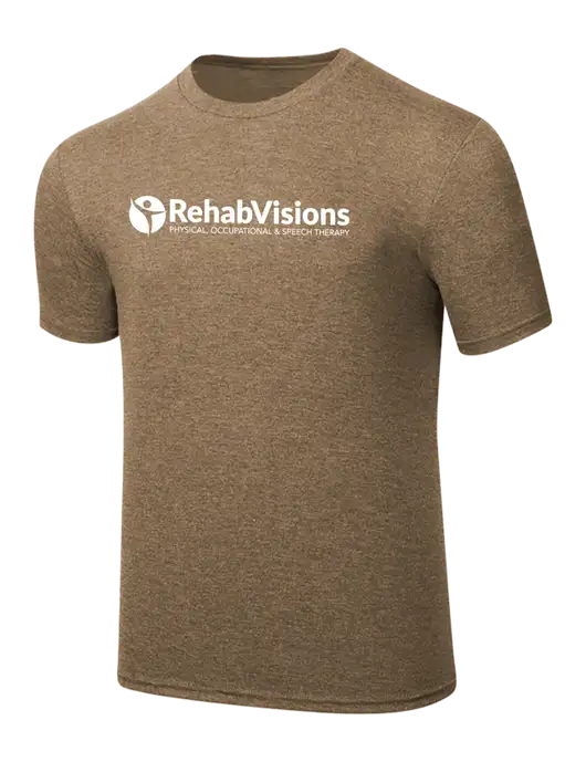 Simply Soft Light Brown Heathered 4.5oz  Poly/Combed Ring Spun Cotton T-Shirt w/RehabVisions POST Logo