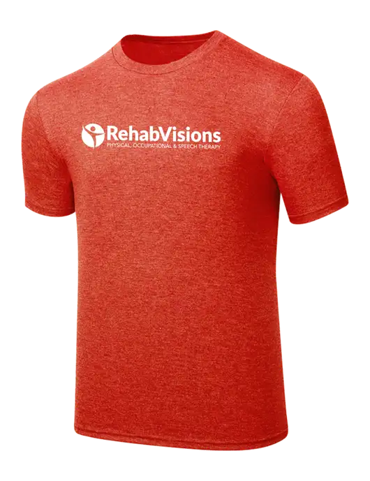 Simply Soft Dark Orange Heathered 4.5oz  Poly/Combed Ring Spun Cotton T-Shirt w/RehabVisions POST Logo