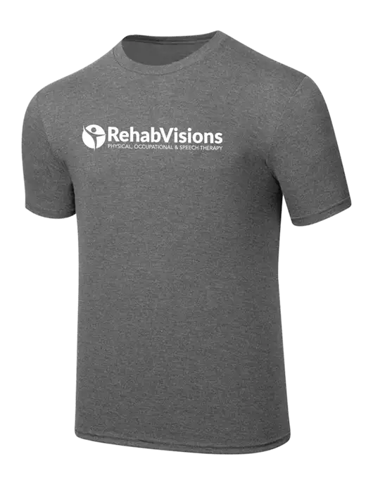 Simply Soft Heathered Medium Grey 4.5oz  Poly/Combed Ring Spun Cotton T-Shirt w/RehabVisions POST Logo