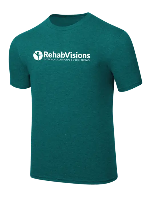 Simply Soft Heathered Dark Teal 4.5oz  Poly/Combed Ring Spun Cotton T-Shirt w/RehabVisions POST Logo