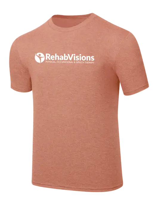 Simply Soft Heathered Light Peach 4.5oz  Poly/Combed Ring Spun Cotton T-Shirt w/RehabVisions POST Logo