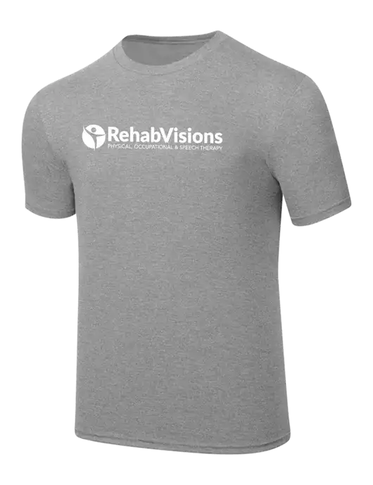Simply Soft Heathered Light Grey 4.5oz  Poly/Combed Ring Spun Cotton T-Shirt w/RehabVisions POST Logo