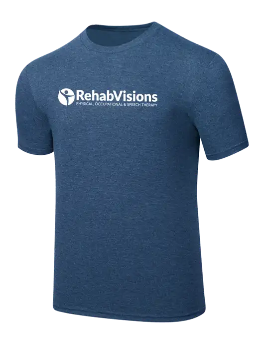 Simply Soft Heathered Navy 4.5oz  Poly/Combed Ring Spun Cotton T-Shirt w/RehabVisions POST Logo