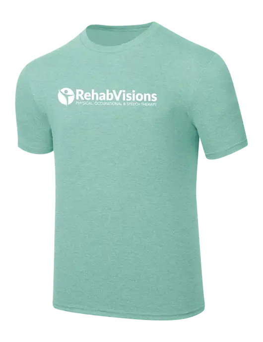 Simply Soft Heathered Sage 4.5oz  Poly/Combed Ring Spun Cotton T-Shirt w/RehabVisions POST Logo