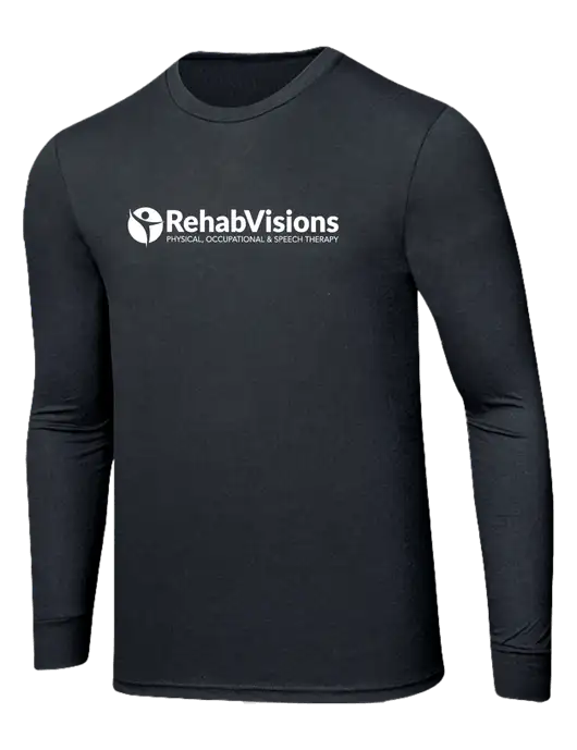 Simply Soft Long Sleeve Black Frost 4.5 oz, Poly/Combed Ring Spun Cotton T-Shirt w/RehabVisions POST Logo