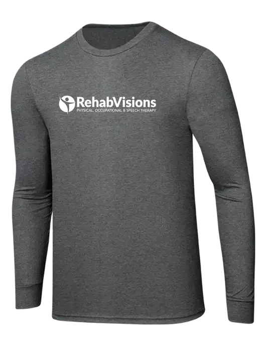 Simply Soft Long Sleeve Medium Grey Frost 4.5 oz, Poly/Combed Ring Spun Cotton T-Shirt w/RehabVisions POST Logo