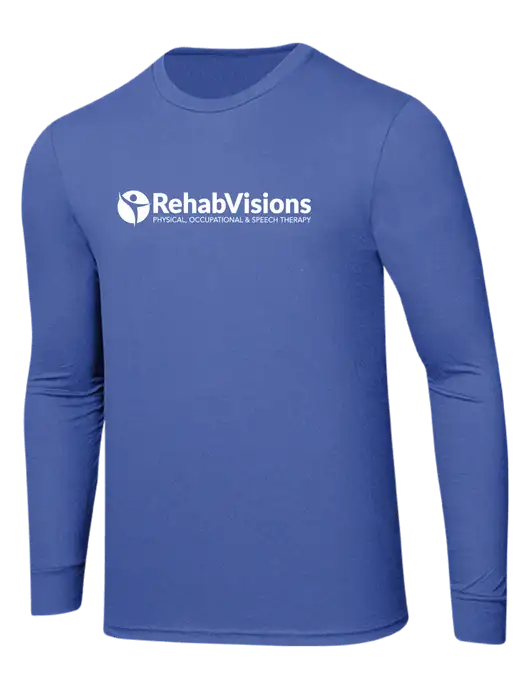 Simply Soft Long Sleeve Royal Frost 4.5 oz, Poly/Combed Ring Spun Cotton T-Shirt w/RehabVisions POST Logo