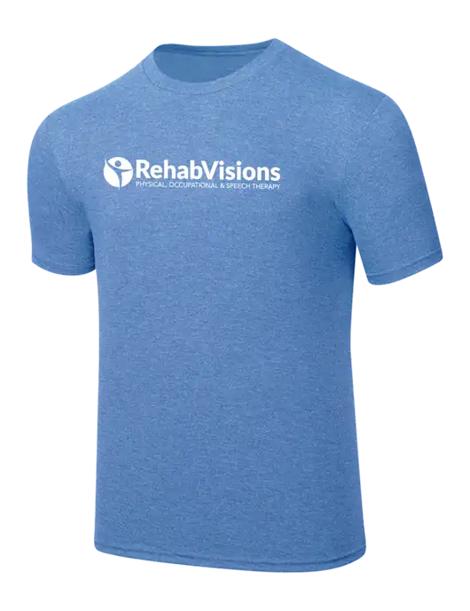 Simply Soft Carolina Blue Frost 4.5oz  Poly/Combed Ring Spun Cotton T-Shirt w/RehabVisions POST Logo