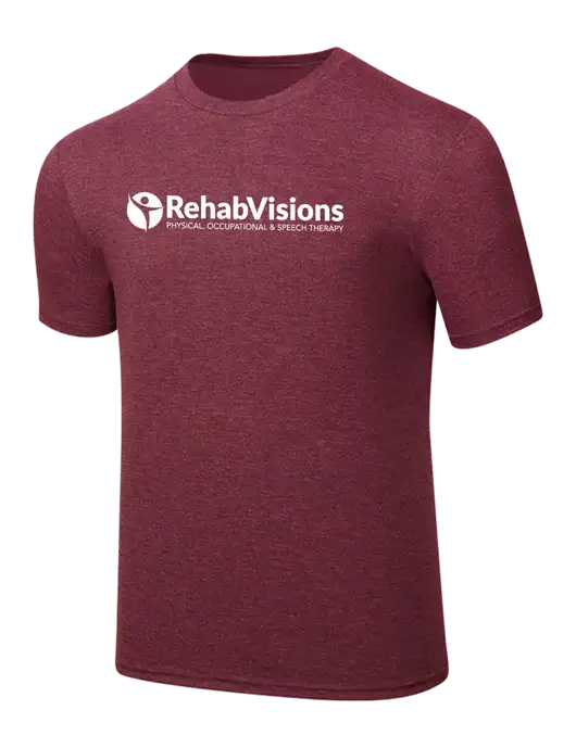 Simply Soft Maroon Frost 4.5oz  Poly/Combed Ring Spun Cotton T-Shirt w/RehabVisions POST Logo