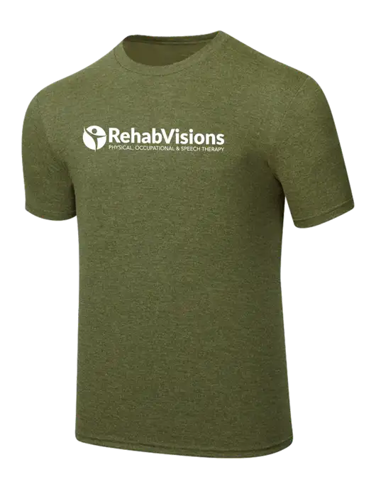Simply Soft Military Green Frost 4.5oz Poly/Combed Ring Spun Cotton T-Shirt w/RehabVisions POST Logo