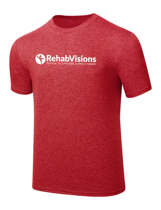 Simply Soft Red Frost 4.5oz  Poly/Combed Ring Spun Cotton T-Shirt w/RehabVisions POST Logo