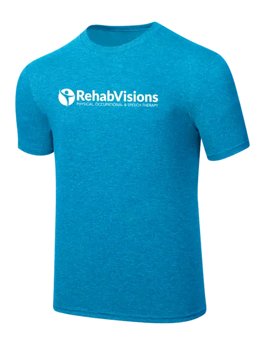 Simply Soft Sapphire Blue Frost 4.5oz  Poly/Combed Ring Spun Cotton T-Shirt w/RehabVisions POST Logo