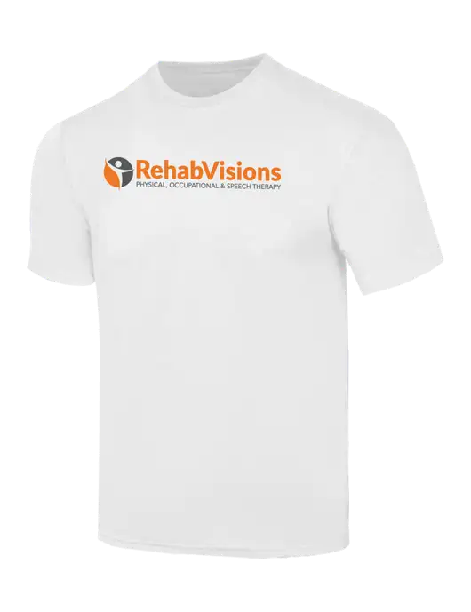 Simply Soft White 4.5oz  Poly/Combed Ring Spun Cotton T-Shirt w/RehabVisions POST Logo