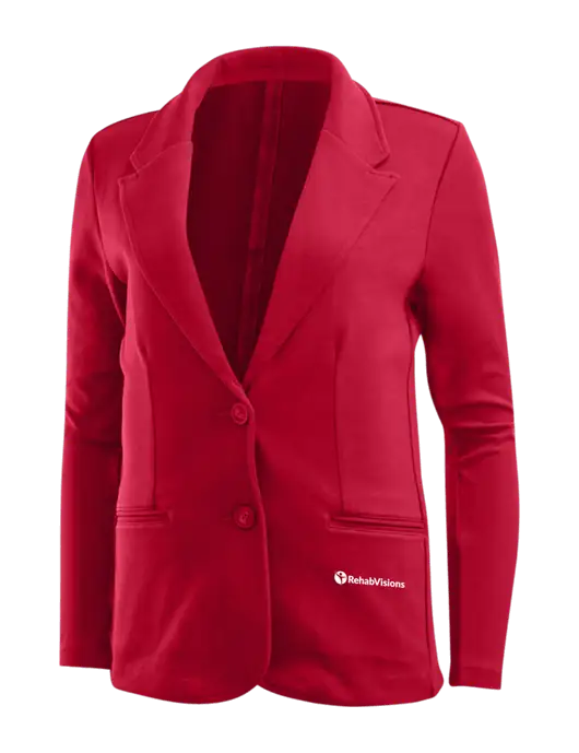 Rich Red Womens Knit Blazer w/RehabVisions POST Logo