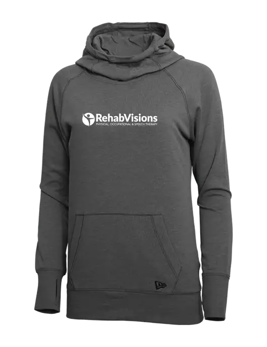 New Era Black Heather Womens Tri-Blend Fleece Pullover Hoodie w/RehabVisions POST Logo