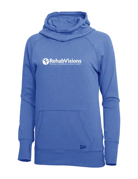 New Era Royal Heather Womens Tri-Blend Fleece Pullover Hoodie w/RehabVisions POST Logo