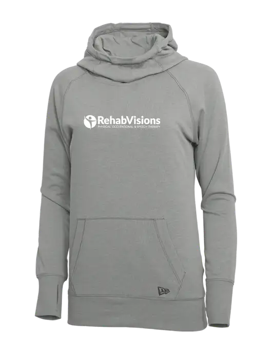 New Era Shadow Grey Heather Womens Tri-Blend Fleece Pullover Hoodie w/RehabVisions POST Logo