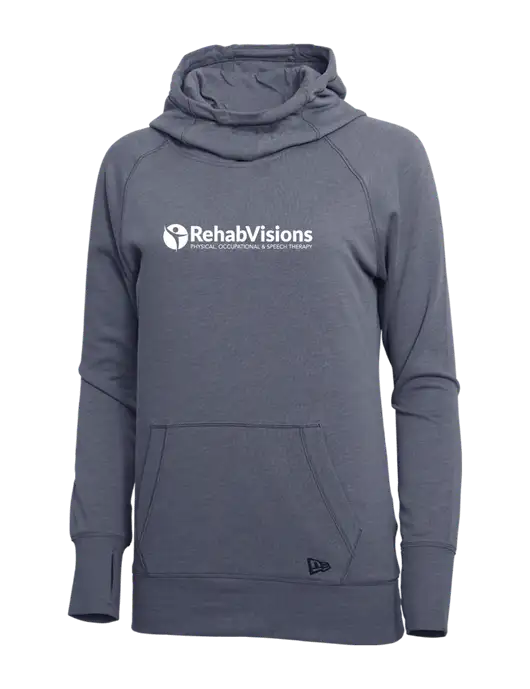 New Era True Navy Heather Womens Tri-Blend Fleece Pullover Hoodie w/RehabVisions POST Logo