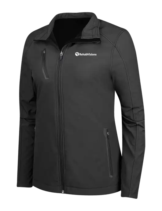 Black Womens Welded Softshell Jacket w/RehabVisions POST Logo