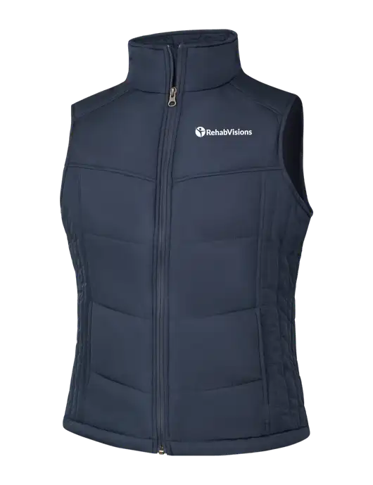  Womens Dark Slate/Black Puffy Vest w/RehabVisions POST Logo