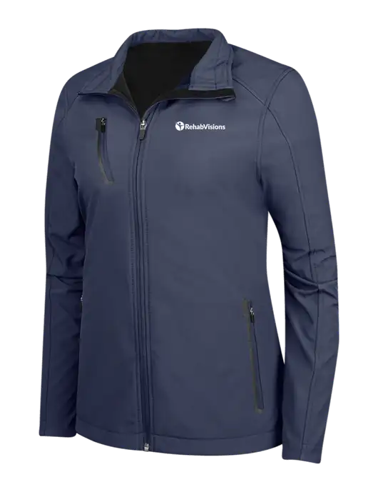 Navy Womens Welded Softshell Jacket w/RehabVisions POST Logo