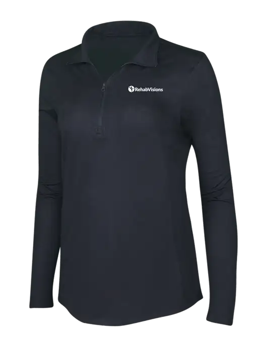 Black Triad Solid Womens Posicharge Tri-Blend Wicking 1/4 Zip Pullover w/RehabVisions POST Logo
