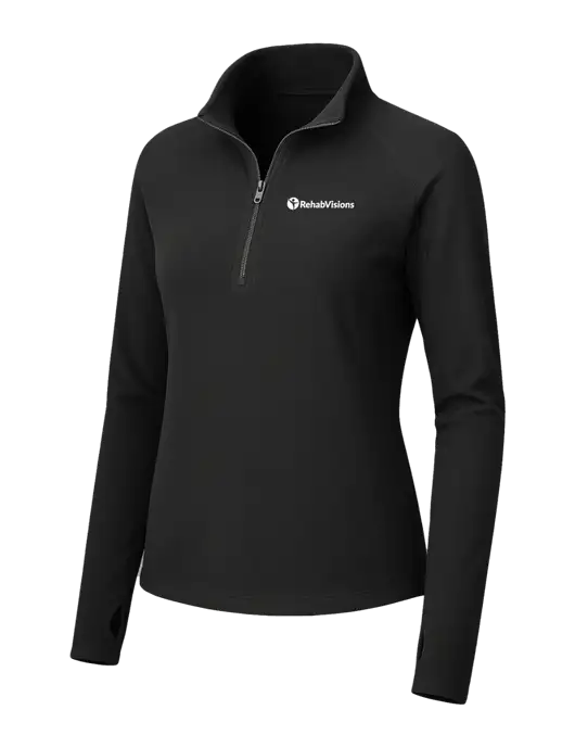 Womens Black Microfleece 1/2 Zip Pullover w/RehabVisions POST Logo