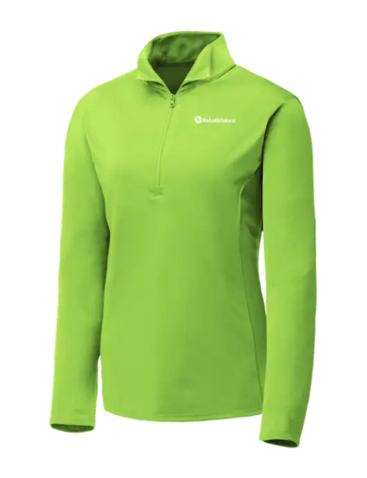 Lime Shock Womens Posicharge Competitor ¼ Zip Pullover w/RehabVisions POST Logo