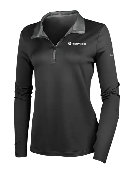 NIKE Black/Dark Grey Womens Dry-Fit Stretch 1/2 Zip Cover-Up w/RehabVisions POST Logo