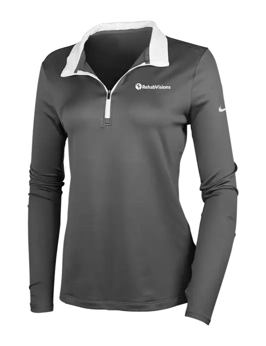 NIKE Dark Grey/White Womens Dry-Fit Stretch 1/2 Zip Cover-Up w/RehabVisions POST Logo