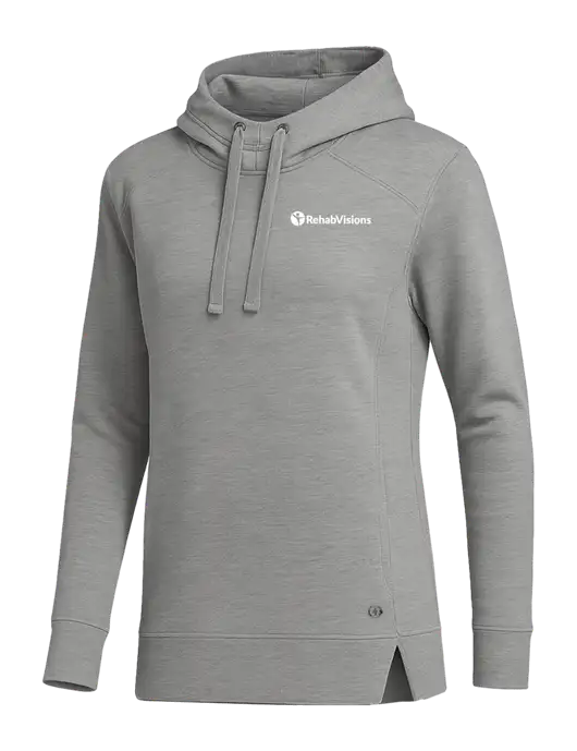 OGIO Heather Grey Womens Luuma Pullover Fleece Hoodie w/RehabVisions POST Logo