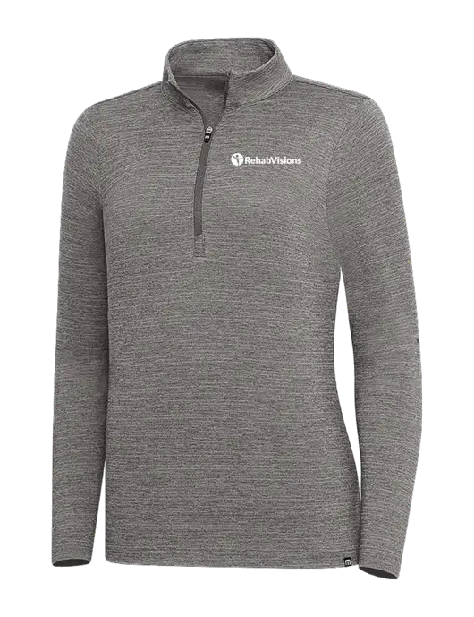 TravisMathew Medium Grey Heather Womens Crestview 1/4 Zip w/RehabVisions POST Logo