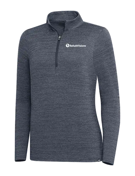 TravisMathew Navy Heather Womens Crestview 1/4 Zip w/RehabVisions POST Logo