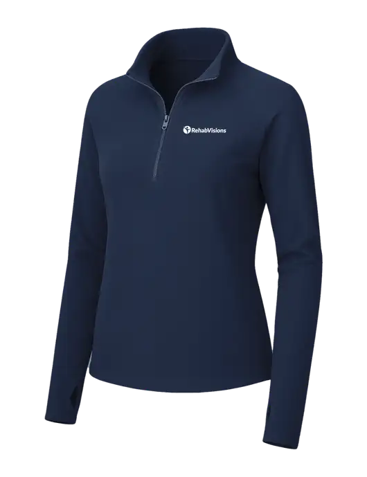 Womens Navy Microfleece 1/2 Zip Pullover w/RehabVisions POST Logo
