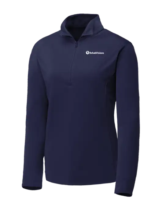 Navy Womens Posicharge Competitor ¼ Zip Pullover w/RehabVisions POST Logo