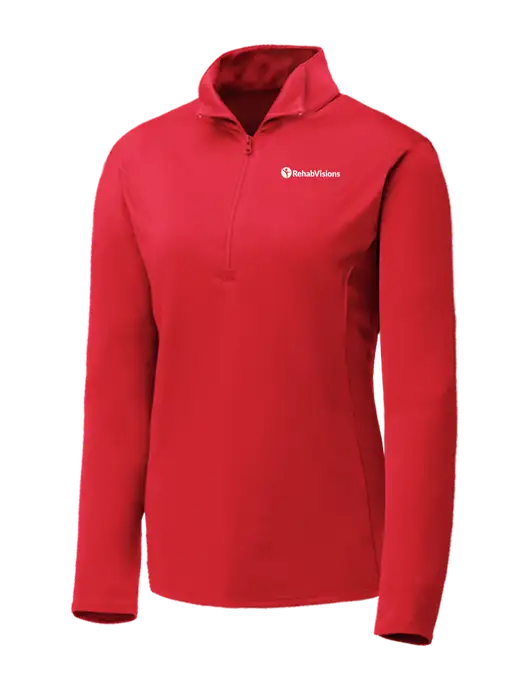 Red Womens Posicharge Competitor ¼ Zip Pullover w/RehabVisions POST Logo