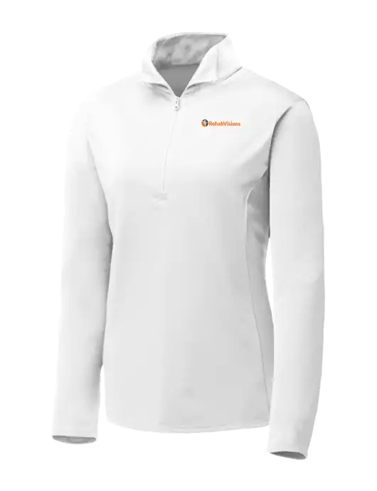 White Womens Posicharge Competitor ¼ Zip Pullover w/RehabVisions POST Logo