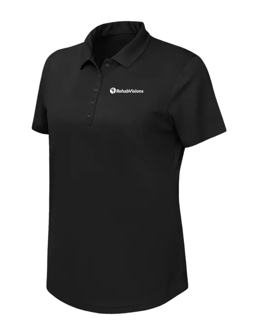 Callaway Womens Birdseye Black Polo w/RehabVisions POST Logo
